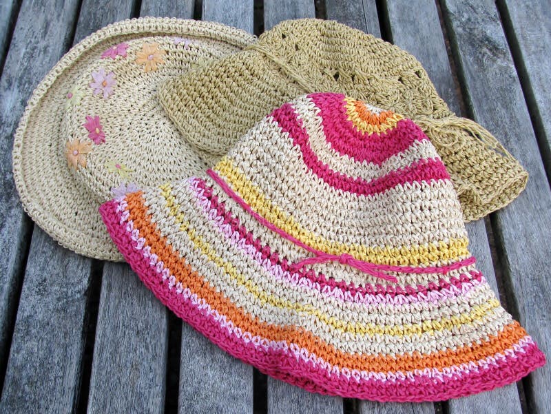 Girls hats on a patio table