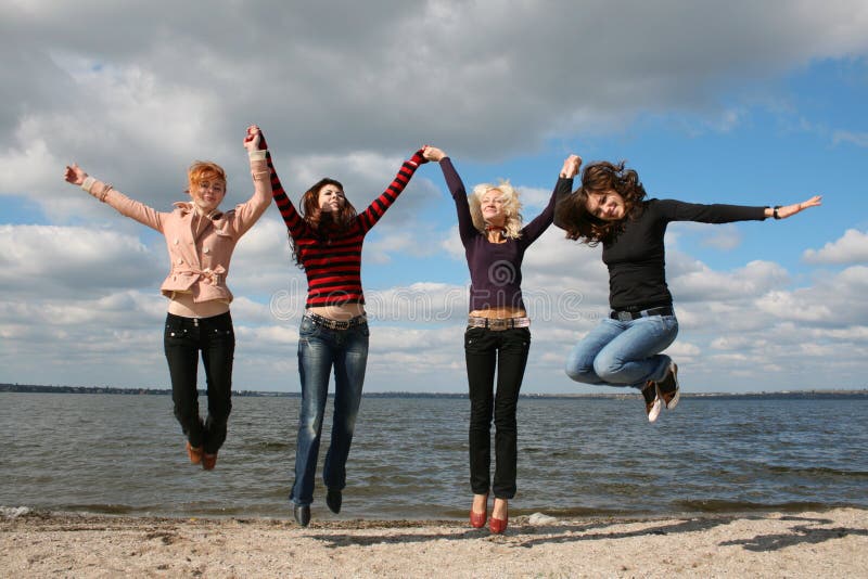 Girls having fun at the beach