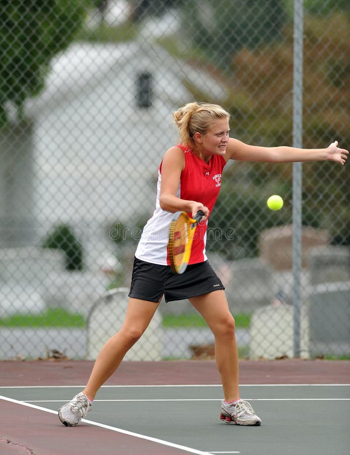 Girls High School Tennis editorial stock image. Image of doubles - 21384304