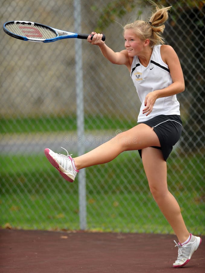 Girls High School Tennis editorial stock photo. Image of racket 21384308