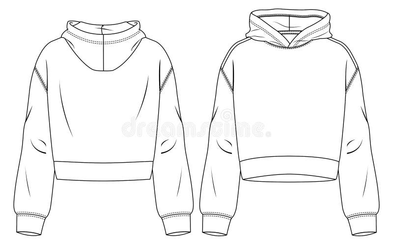 Women Hooded Sweatshirt Template Stock Vector Illustration of sleeve