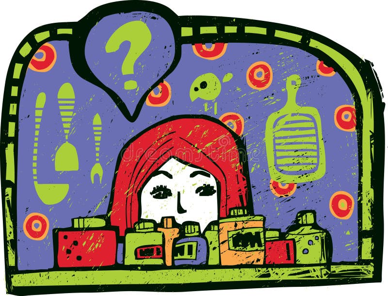 Girls and kitchen vector illustration