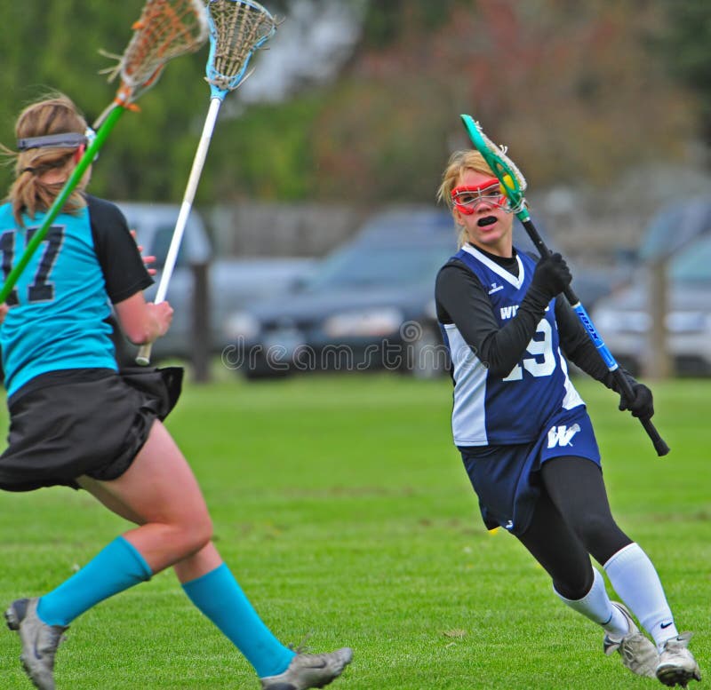 Girls Lacrosse defense editorial stock photo. Image of game 8323768