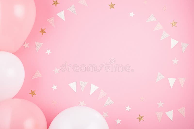 Girls Party Accessories Over the Pink Background. Invitation, Bi Stock  Photo - Image of birthday, card: 119234714