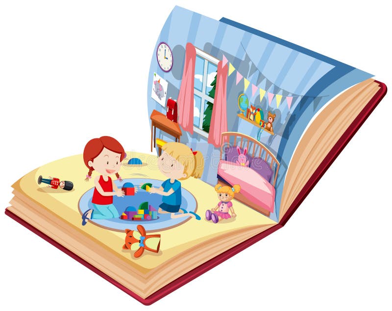 Interior Of A Girls Bedroom Stock Vector - Illustration of house ...