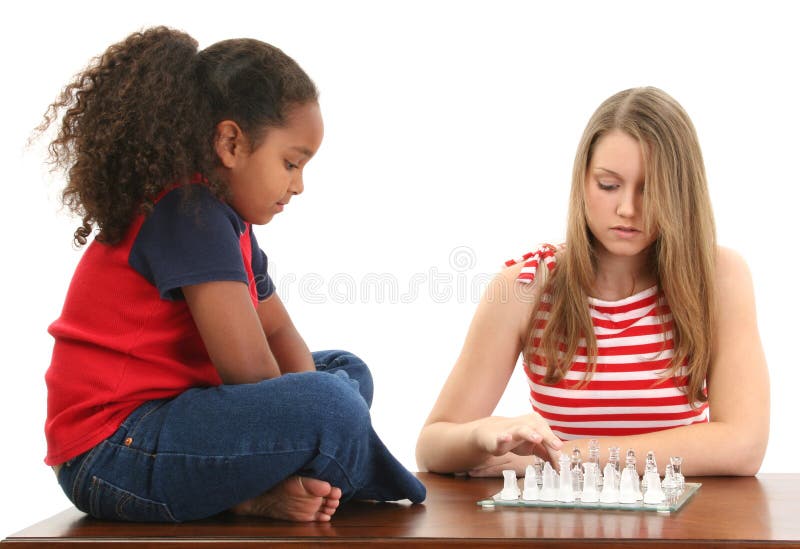 Girls Playing Chess stock photos Girls Playing Chess stock photos