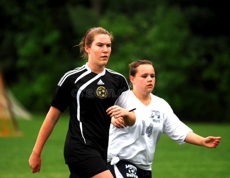 Girls Playing Soccer royalty free stock photos Girls Playing Soccer royalty free stock photos