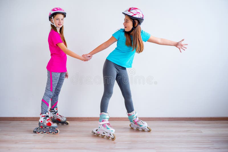 Girls on roller skates stock image. Image of skater 107295087