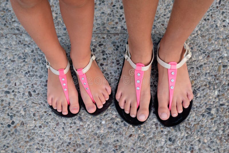 Girls with Sandals on His Feet Stock Image - Image of external, girls ...