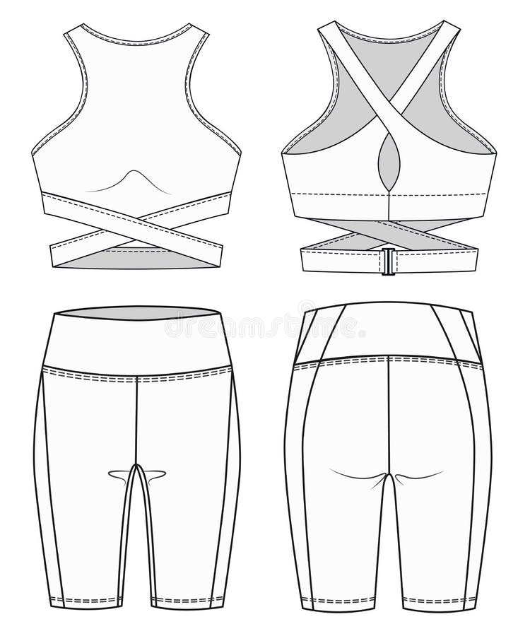 Girl S Sports Bra Fashion Flat Sketch Template. Women S Active Wear Crop  Top Technical Fashion Cad Illustration Stock Vector - Illustration of  sports, design: 247975410