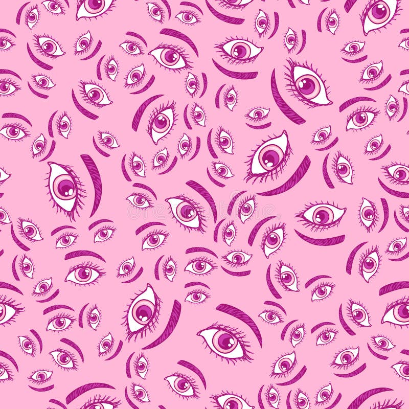 Girly Eyes Seamless Pattern. Vector Illustration Isolated on Pink ...