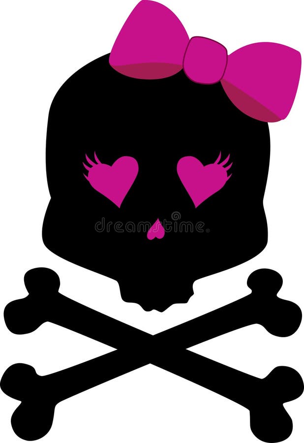 Download Girly Skull with bow stock illustration. Illustration of ...