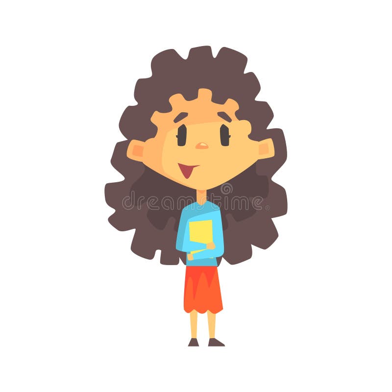 Girlymeisje met de Lange Donkere Boeken van de Haarholding, Lage schooljong geitje, Elementair Klassenlid, Geïsoleerde Jonge Stud vector illustratie Girlymeisje met de Lange Donkere Boeken van de Haarholding, Lage schooljong geitje, Elementair Klassenlid, Geïsoleerde Jonge Stud vector illustratie