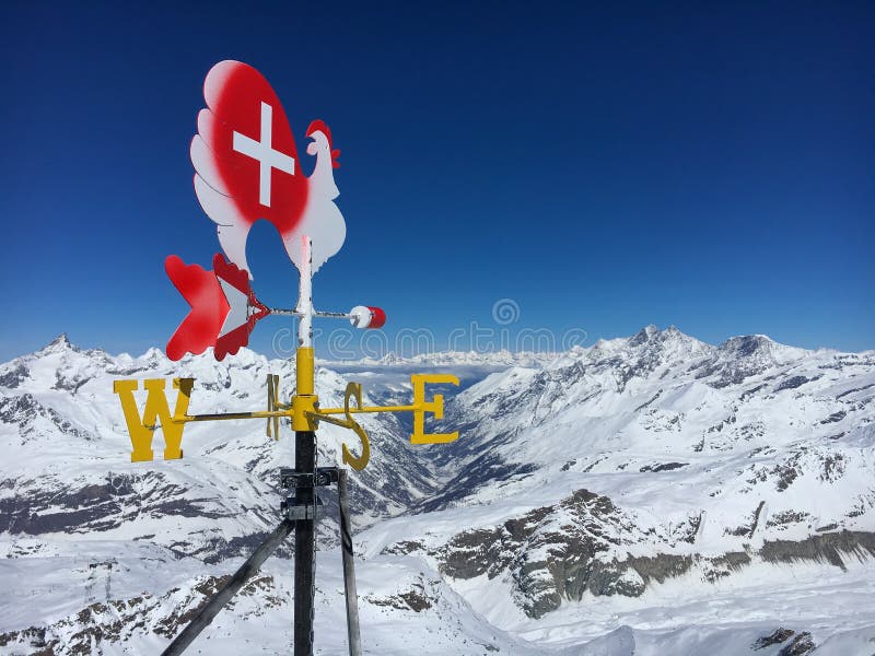 Girouette de palette de vent devant la vallée de matière dans la région de ski de Zermatt, Suisse