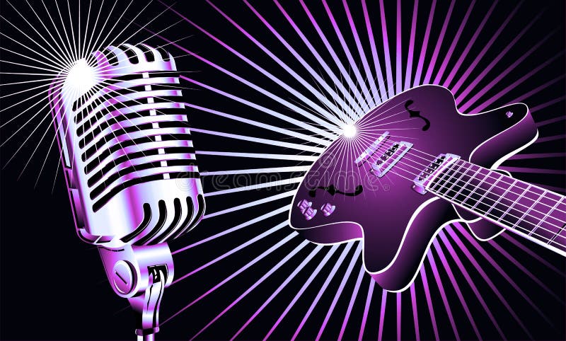 Gitarre und Mikrofon vektor abbildung Gitarre und Mikrofon vektor abbildung