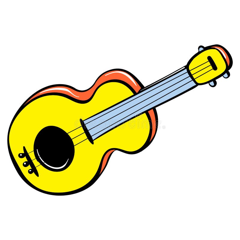 Gitarrenspielzeugikone, Karikaturart vektor abbildung Gitarrenspielzeugikone, Karikaturart vektor abbildung