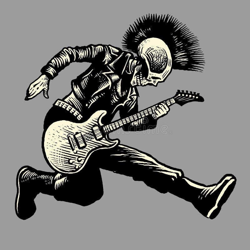 Gitarrist för skallepunkrockstil royaltyfri illustrationer Gitarrist för skallepunkrockstil royaltyfri illustrationer