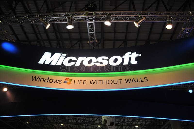 Microsoft windows 7 Pavilion in GITEX Technology Week 2009, Asia's biggest Shopper Consumer Electronics Exhibition in Dubai, UAE. Microsoft windows 7 Pavilion in GITEX Technology Week 2009, Asia's biggest Shopper Consumer Electronics Exhibition in Dubai, UAE