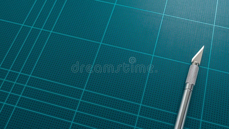 Gitterschneidematte und scharfes Kunstmesser, Abschluss herauf Bild stockbild Gitterschneidematte und scharfes Kunstmesser, Abschluss herauf Bild stockbild