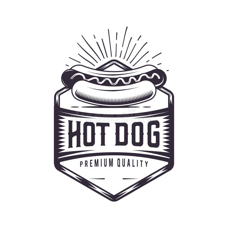 Giunto d'annata del hot dog Retro illustrazione degli alimenti a rapida preparazione Progettazione della salciccia di logo royalty illustrazione gratis Giunto d'annata del hot dog Retro illustrazione degli alimenti a rapida preparazione Progettazione della salciccia di logo royalty illustrazione gratis