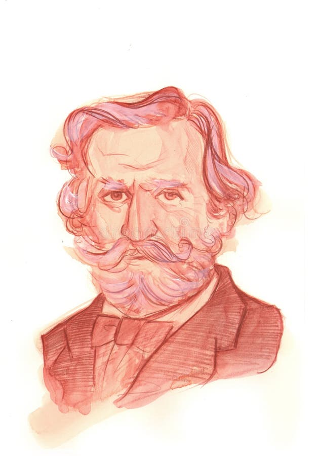 Giuseppe Fortunino Francesco Verdi Watercolour Sketch Portrait