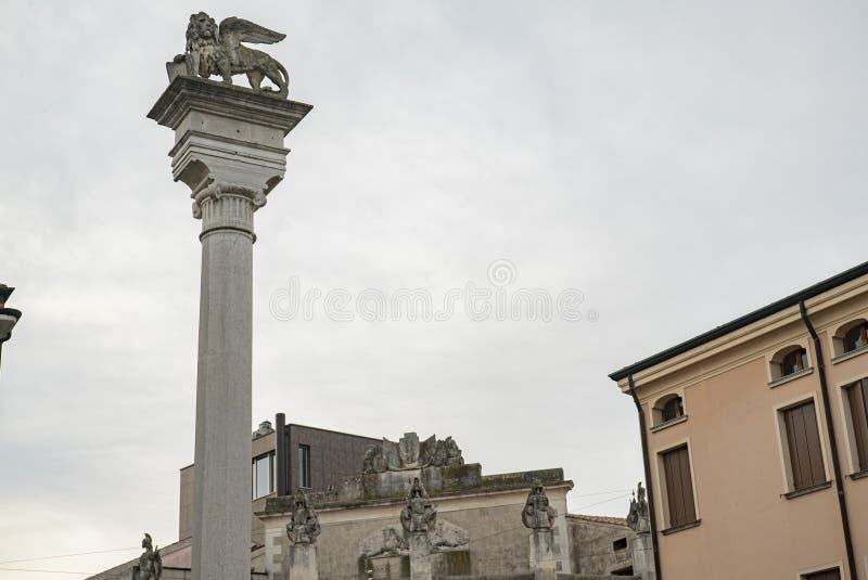 Garibaldi Square and Statue in Bassano Del Grappa, Italy Stock Image