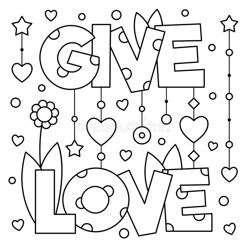 Give Love. Coloring Page. Vector Illustration. Stock Vector