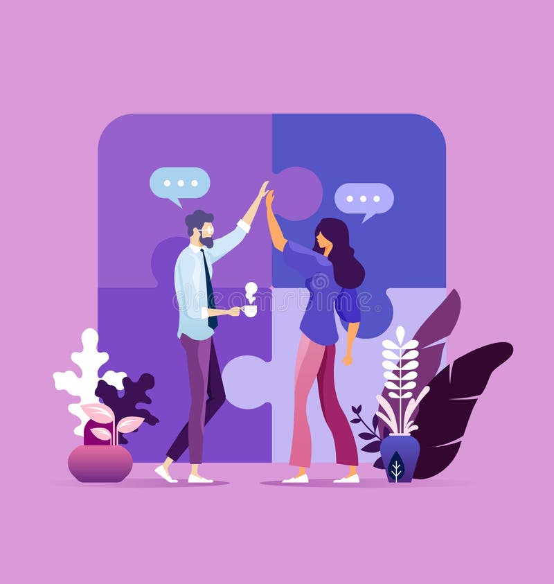Give me high-five. Teamwork success stock illustration