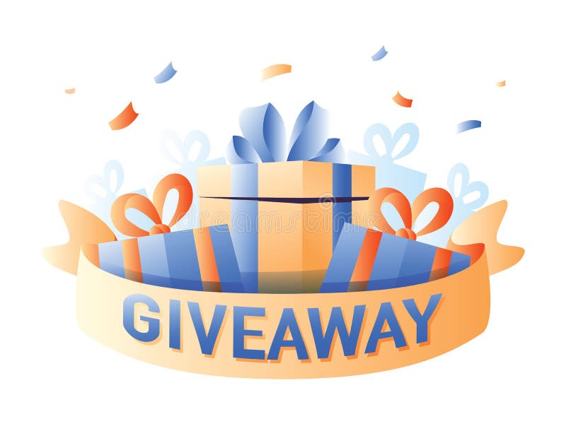 Giveaway For Promo In Social Network, Advertizing Of Giving Present, Like Or Repost Isolated Icon Vector. Business Acc Stock Vector - Illustration of badge, label: 178719657