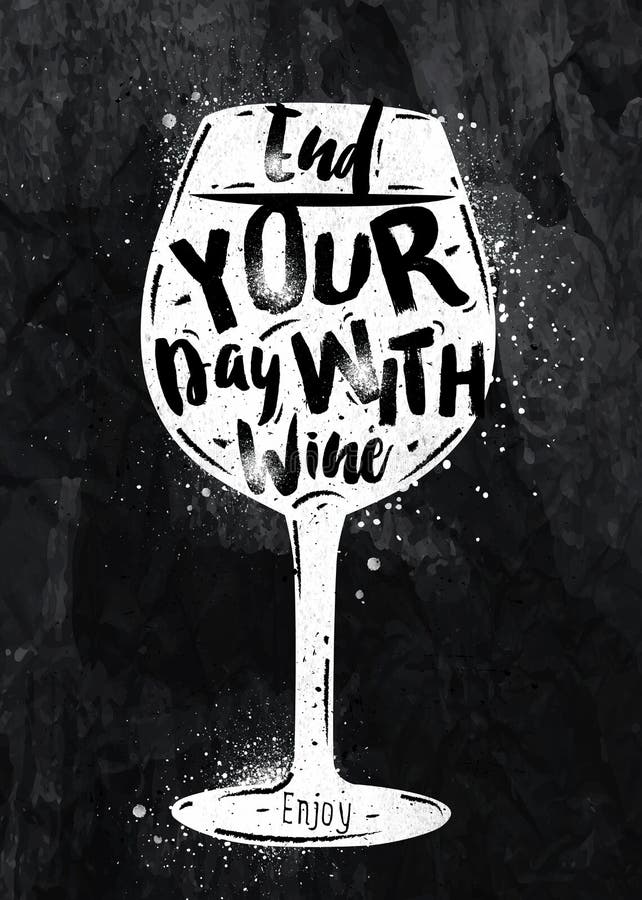 Vinho de cartaz giz ilustração stock