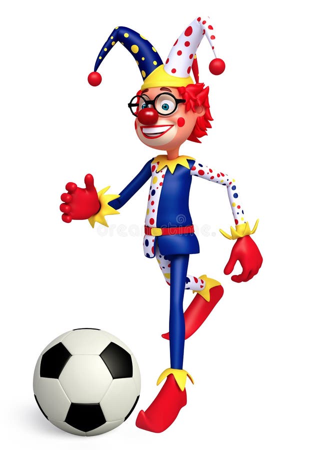 Glücklicher Clown Mit Fußball Stock Abbildung - Illustration von