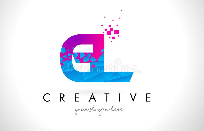 GL G L Buchstabe-Logo mit zerbrochener gebrochener blauer rosa Beschaffenheit Desig