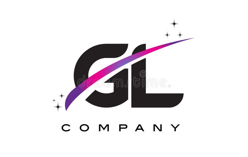 GL G L gotische Schrift Logo Design mit purpurrotem magentarotem Swoosh