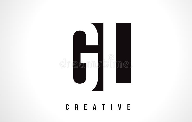 GL G L weißer Buchstabe Logo Design mit schwarzem Quadrat