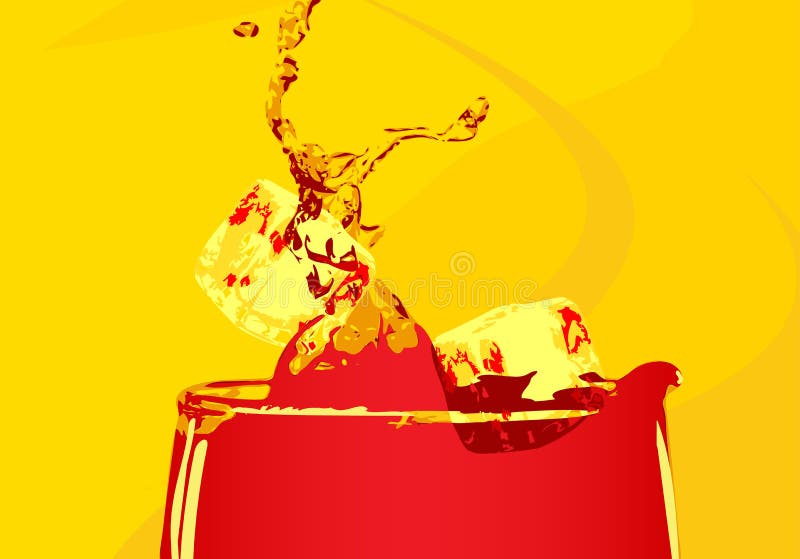 Red punch on ice and neutral background. Red punch on ice and neutral background