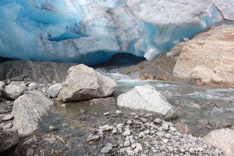 Glacier melting into the river, detail