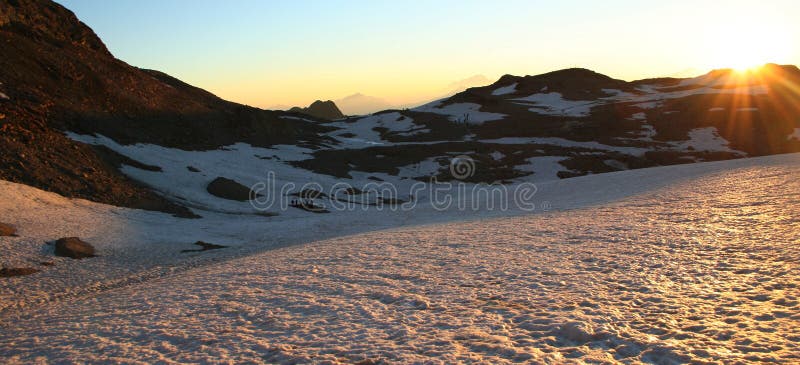 A big glacier in the French Alps at sunrise. A big glacier in the French Alps at sunrise