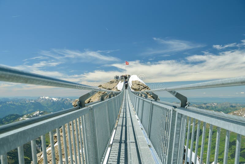 Suspension bridge on top of Glacier 3000 in canton of Vaud, Switzerland stock images Suspension bridge on top of Glacier 3000 in canton of Vaud, Switzerland stock images