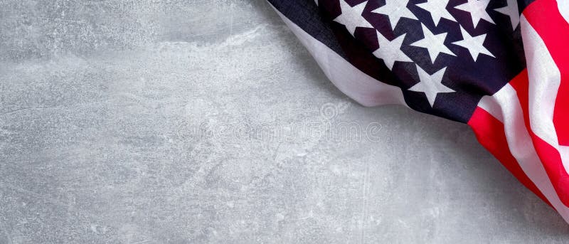 Happy Presidents Day banner design with American flag on stone background. USA Independence day, Veterans day, Labor day, or 4th of July celebration concept. Happy Presidents Day banner design with American flag on stone background. USA Independence day, Veterans day, Labor day, or 4th of July celebration concept