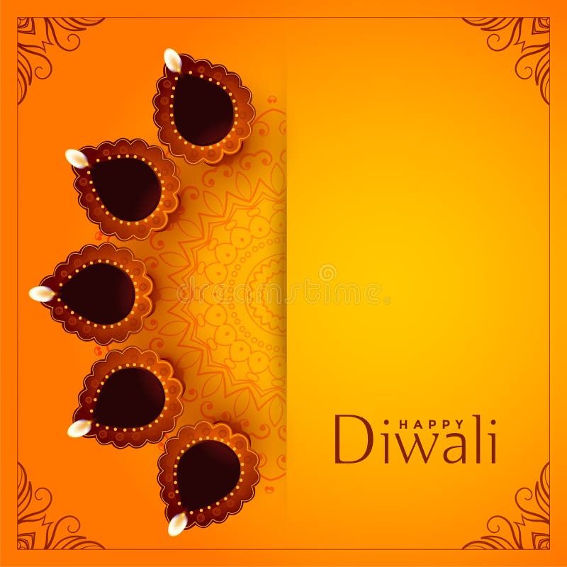 Glad diwali gul bakgrund med dekorativ diya. Glad gul diwali-bakgrund med dekorativ diyavektor