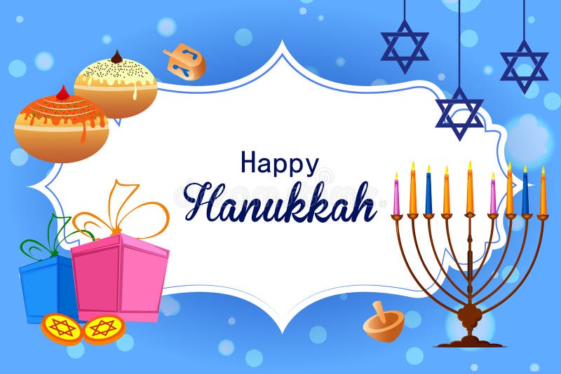easy to edit vector illustration of Happy Hanukkah for Israel Festival of Lights celebration. easy to edit vector illustration of Happy Hanukkah for Israel Festival of Lights celebration