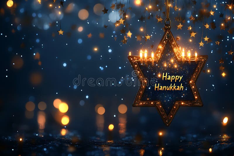 Glad hanukah-stjärnornas menorah-festljus firande royaltyfri illustrationer