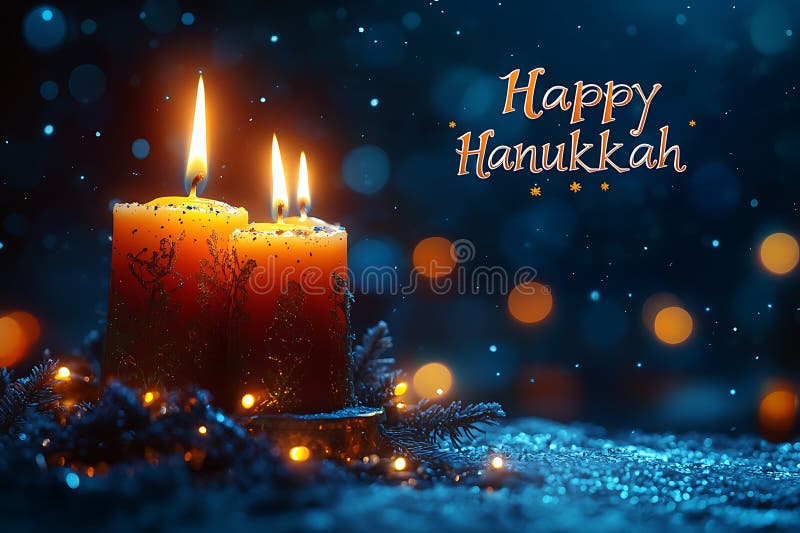 Glad hanukah vinterljus stock illustrationer