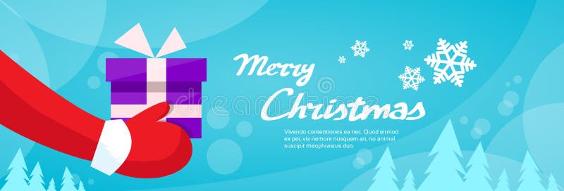 Glad jul Santa Claus Hands Hold Gift Box vektor illustrationer Glad jul Santa Claus Hands Hold Gift Box vektor illustrationer