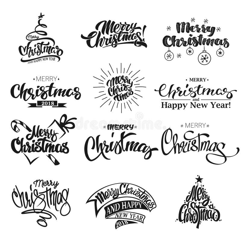 Glad jul som märker designuppsättningen vektor illustrationer