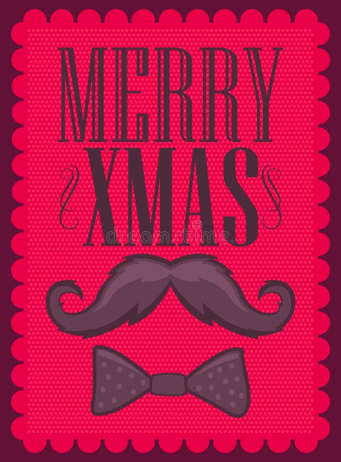 Glad Xmas - mustasch och bowtie vektor illustrationer