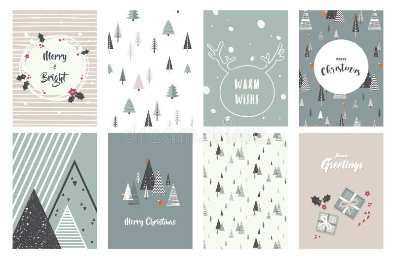 Glade julkort, illustrationer och symboler som märker designsamling - ingen 1 royaltyfri illustrationer