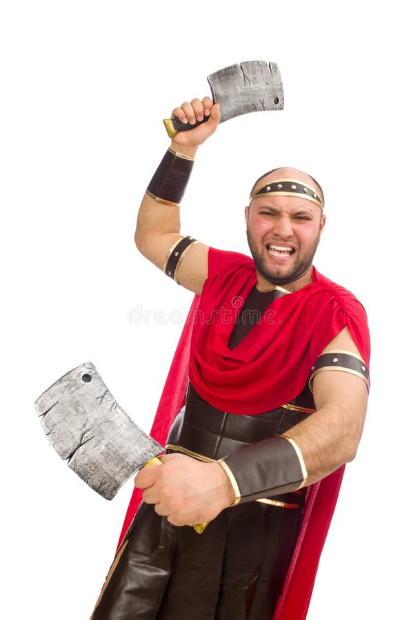Gladiator with Butcher S Knife Isolated on White Stock Image - Image of ...
