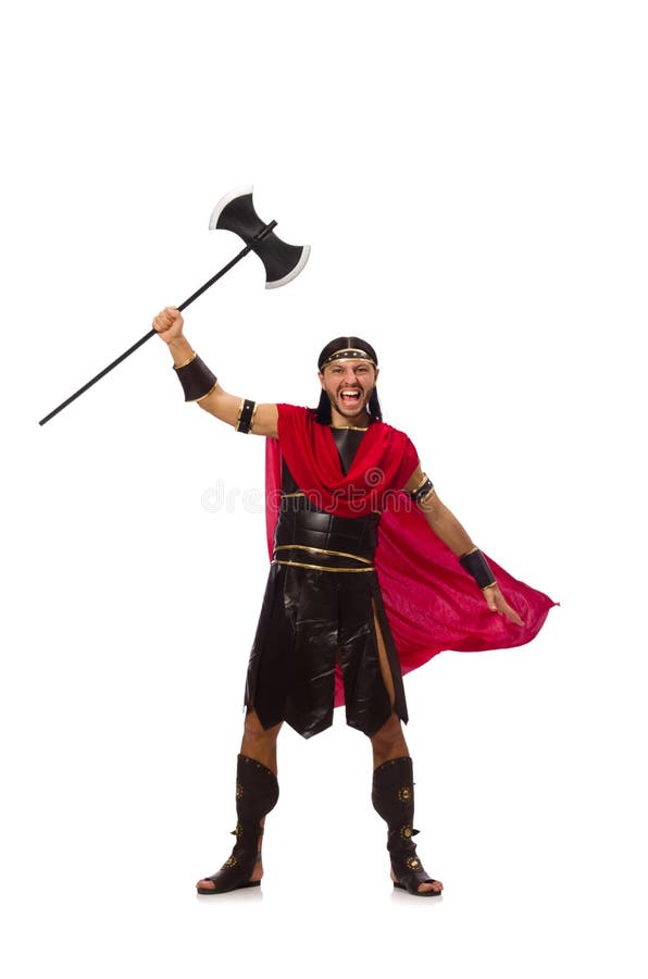Gladiator Holding Ax Isolated on the White Stock Photo Image of gladiator, arms 57024866