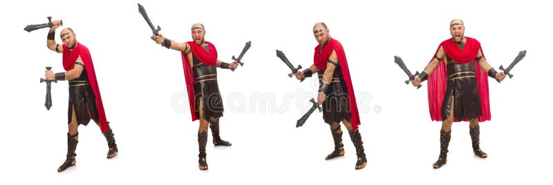 Gladiator op witte achtergrond wordt ge?soleerd die royalty-vrije stock afbeelding Gladiator op witte achtergrond wordt ge?soleerd die royalty-vrije stock afbeelding